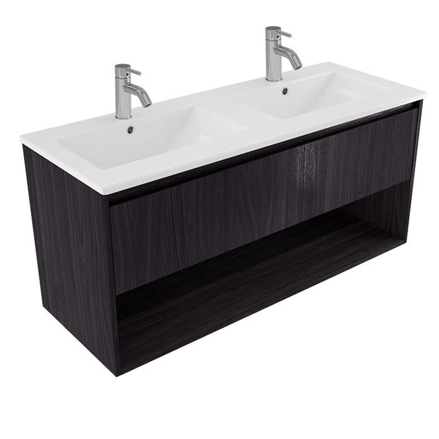 2 Bowl Wall Vanity 1200mm Fiordland Elm