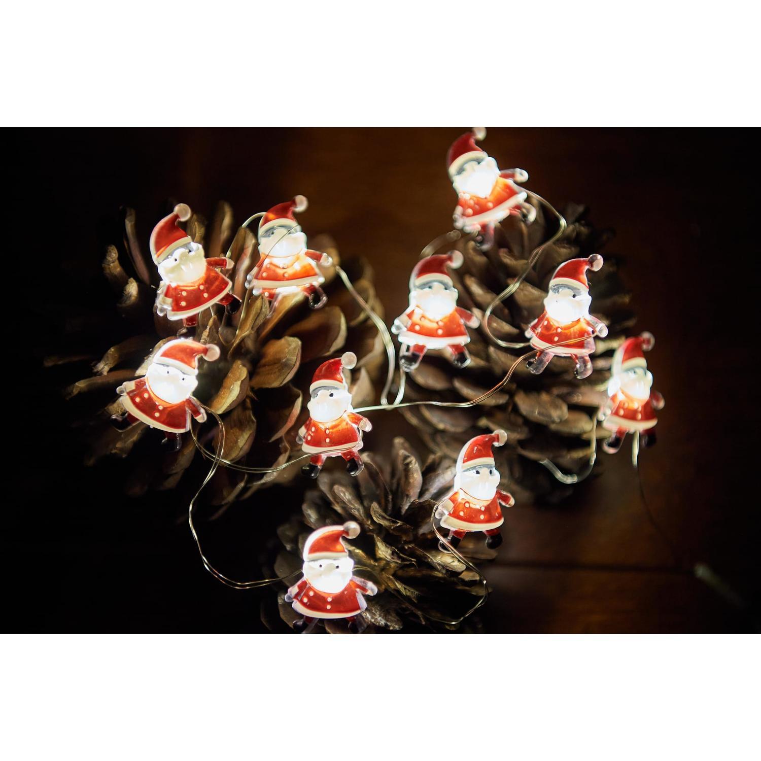 10 Festive Seed String Lights - Design available: Tree, Gingerbread, Stocking, and Santa 0.9m / Battery Warm White