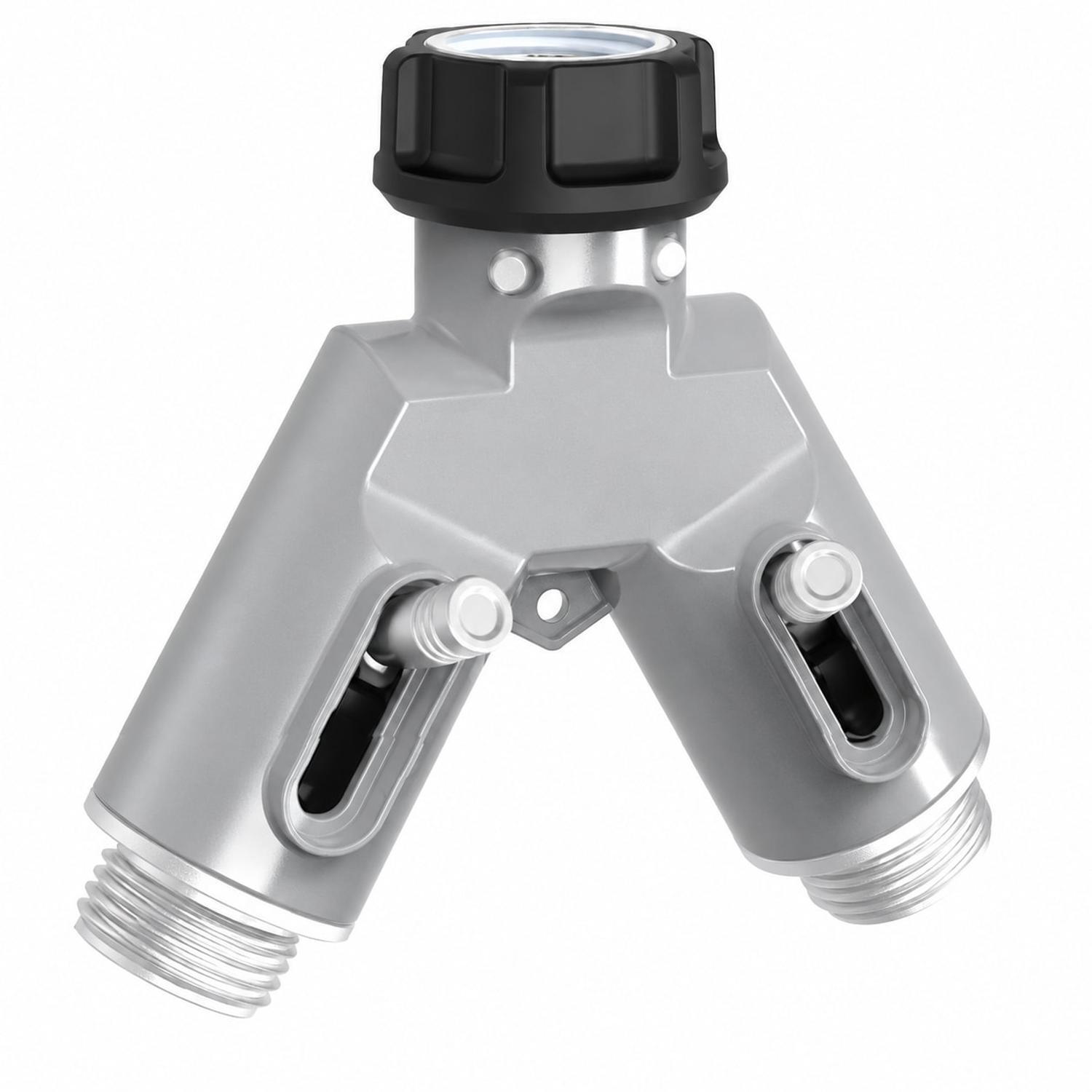 2-Way Metal Tap Adaptor with Shut-Off Valves