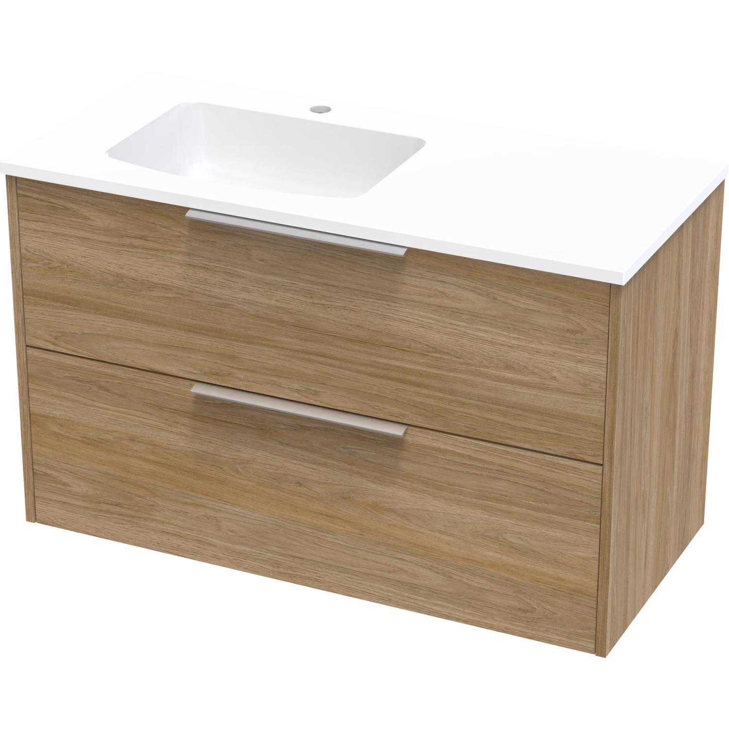 Nikau Grove 1000 Left Hand Bowl Double Drawer Wall Colour