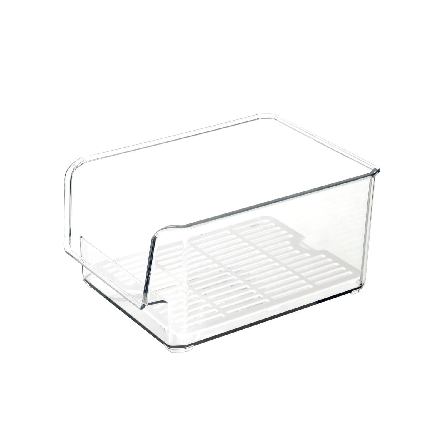 Small Fridge Bin with Drainage Tray 218 x 155mm Clear