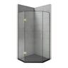 Solara 900 x 900mm Angle Front Black Tray and Brushed Gold Hinged Screen