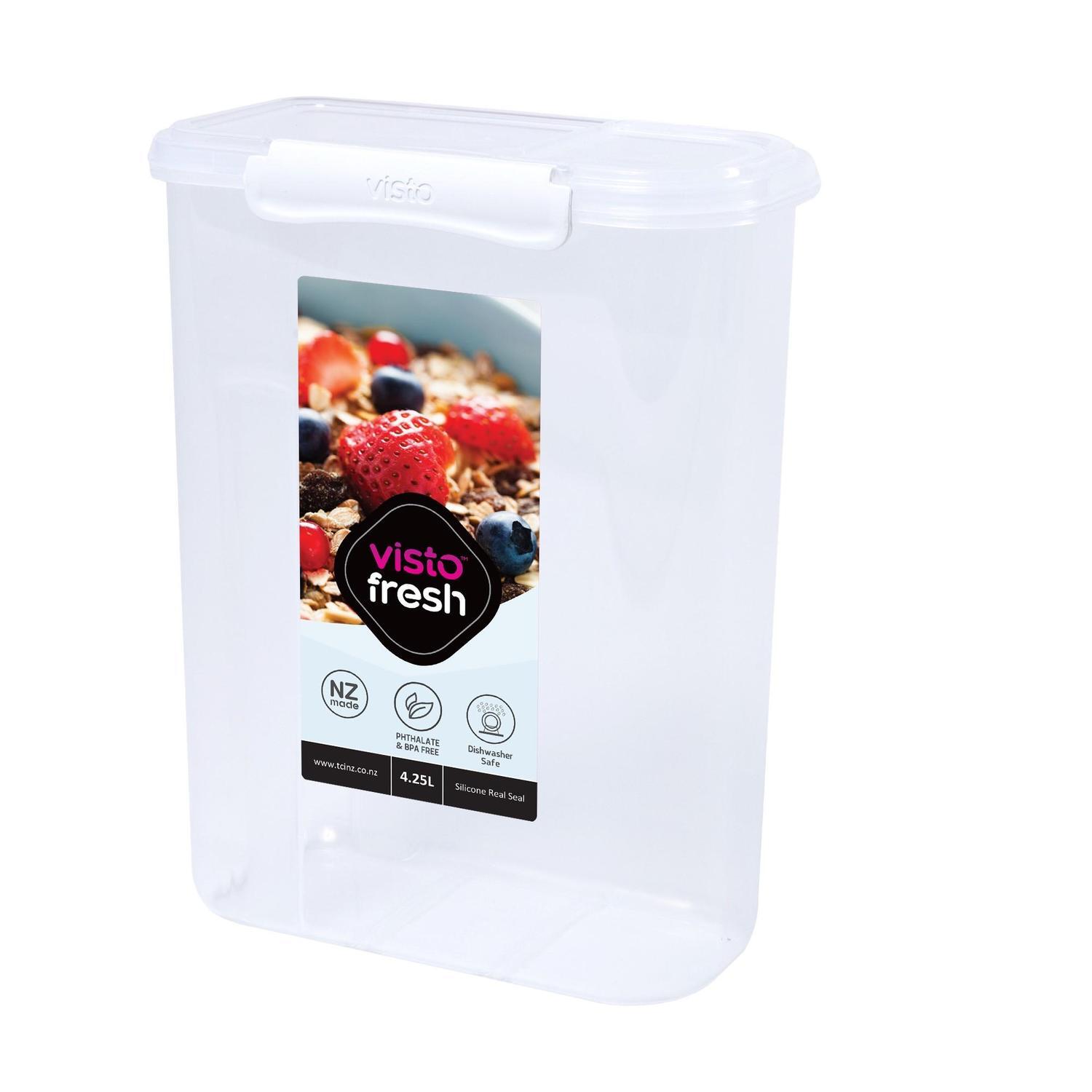 Cereal Container Clear with White Clips 4.2L