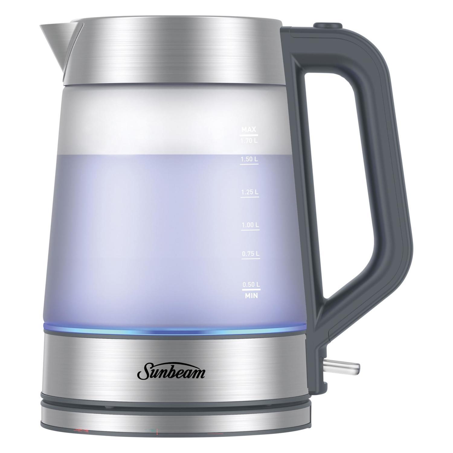 With heat-resistant frosted glass and brushed stainless steel, this kettle brings contemporary flair to your kitchen bench for clean, modern aesthetic.