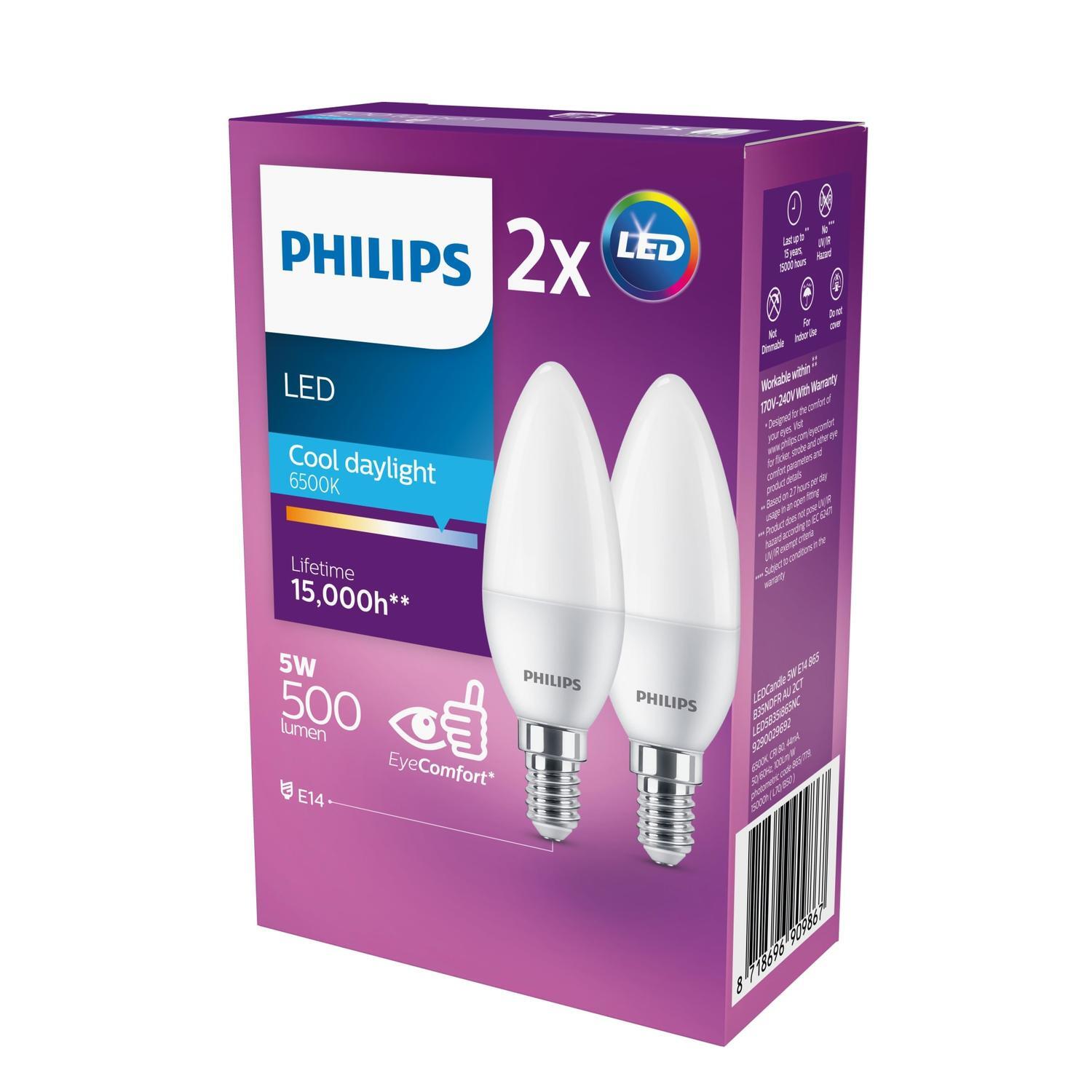 LED 5w Ses 500lm C/Daylight Candle 2pk