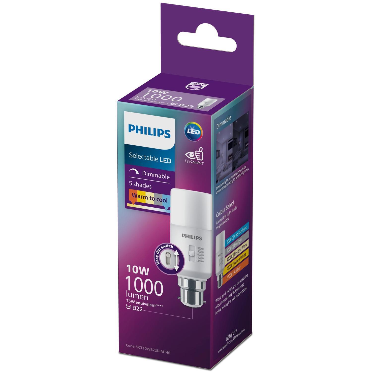 LED Stick 10 Watt 1000 Lumen B22 5Cct Dim  Frosted