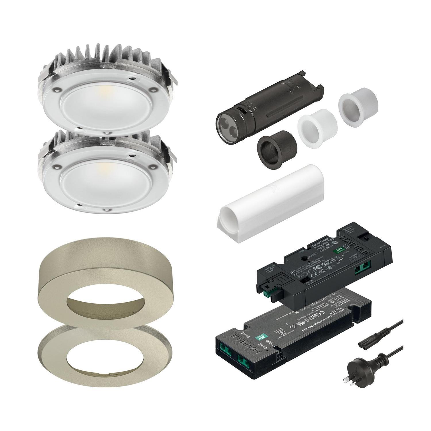 Cabinet LED Downlight 24V Tunable White 2 Pack Matt Nickel