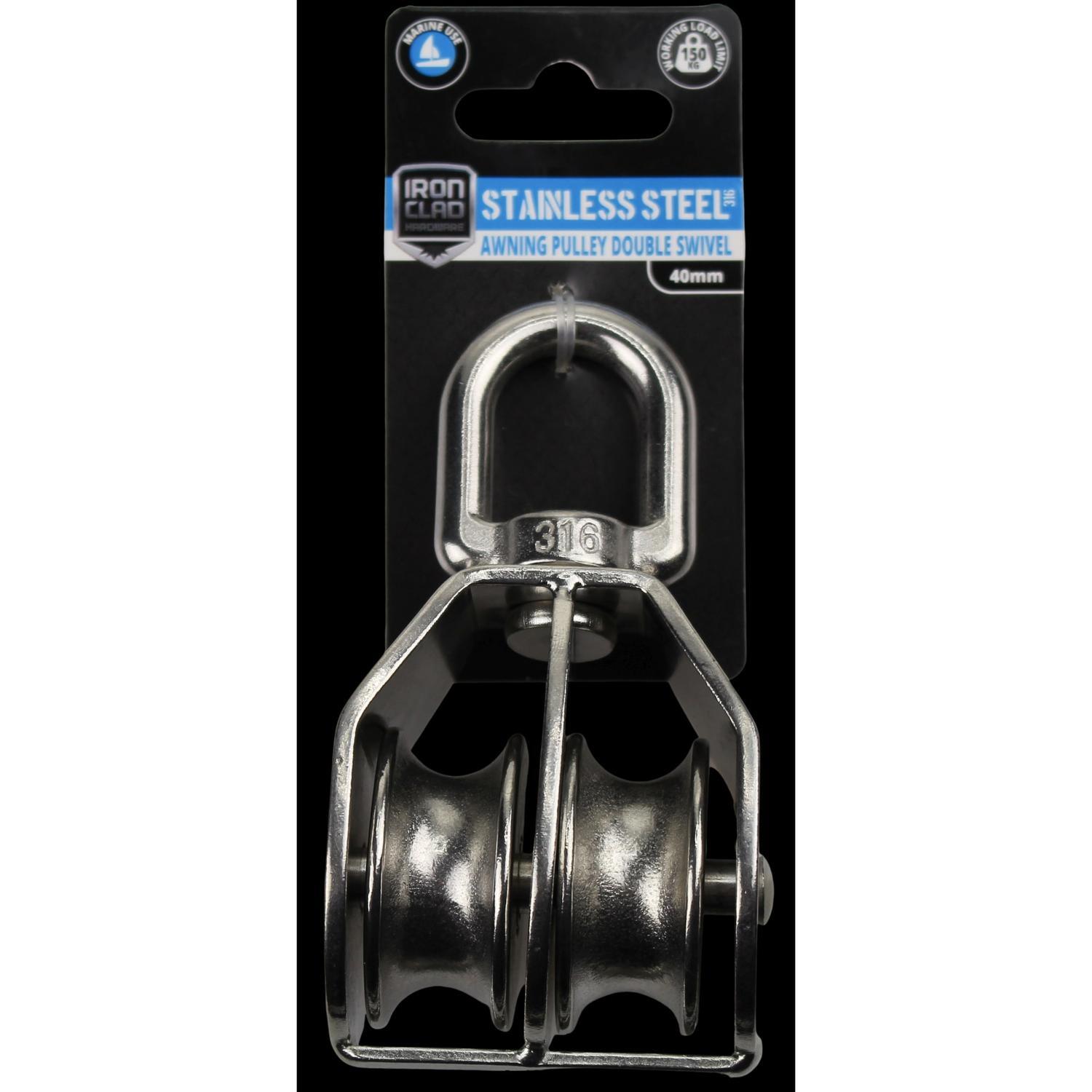 Double Swivel Awning Pulley 40mm Stainless Steel 316