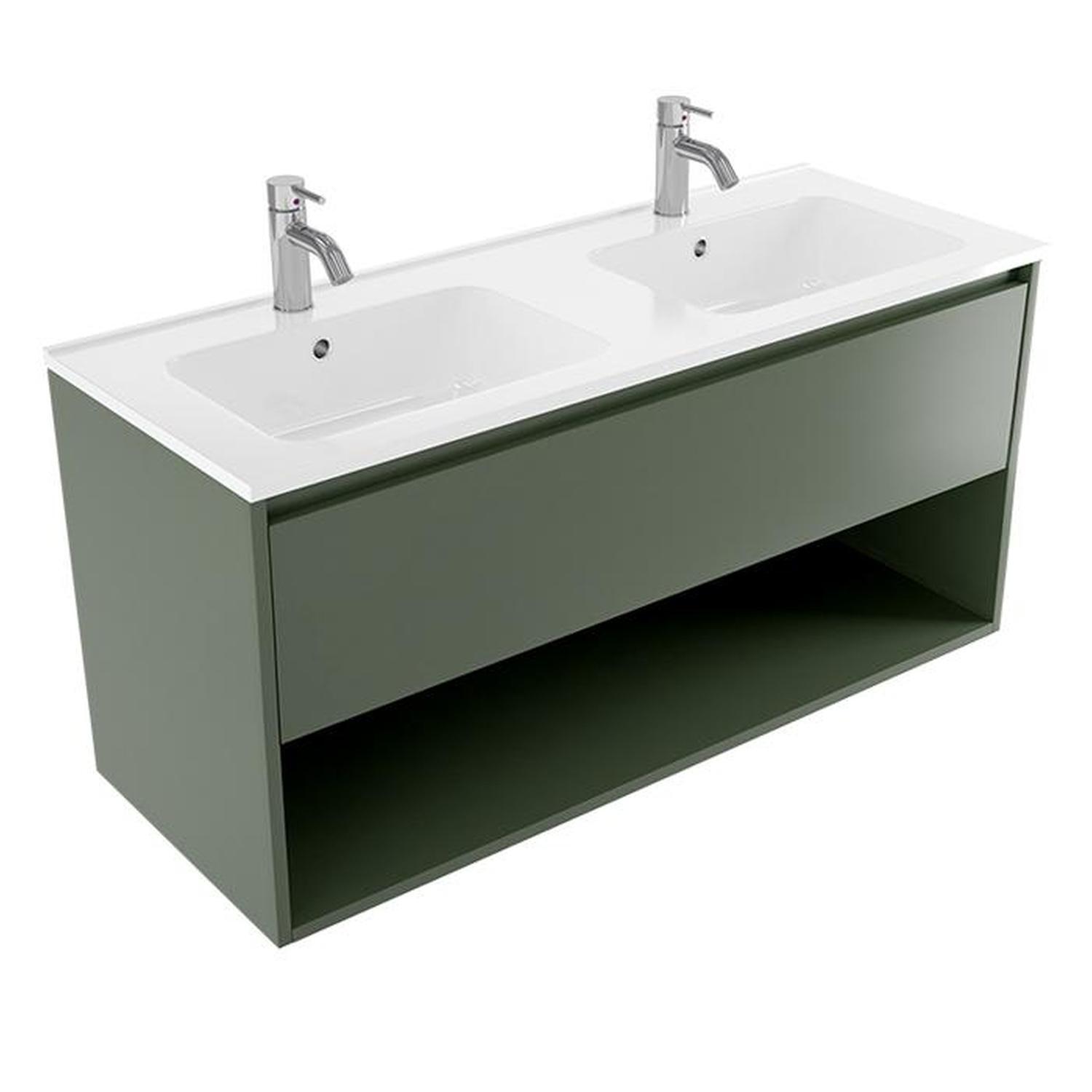 2 Bowl Wall Vanity 1200mm Green Slate