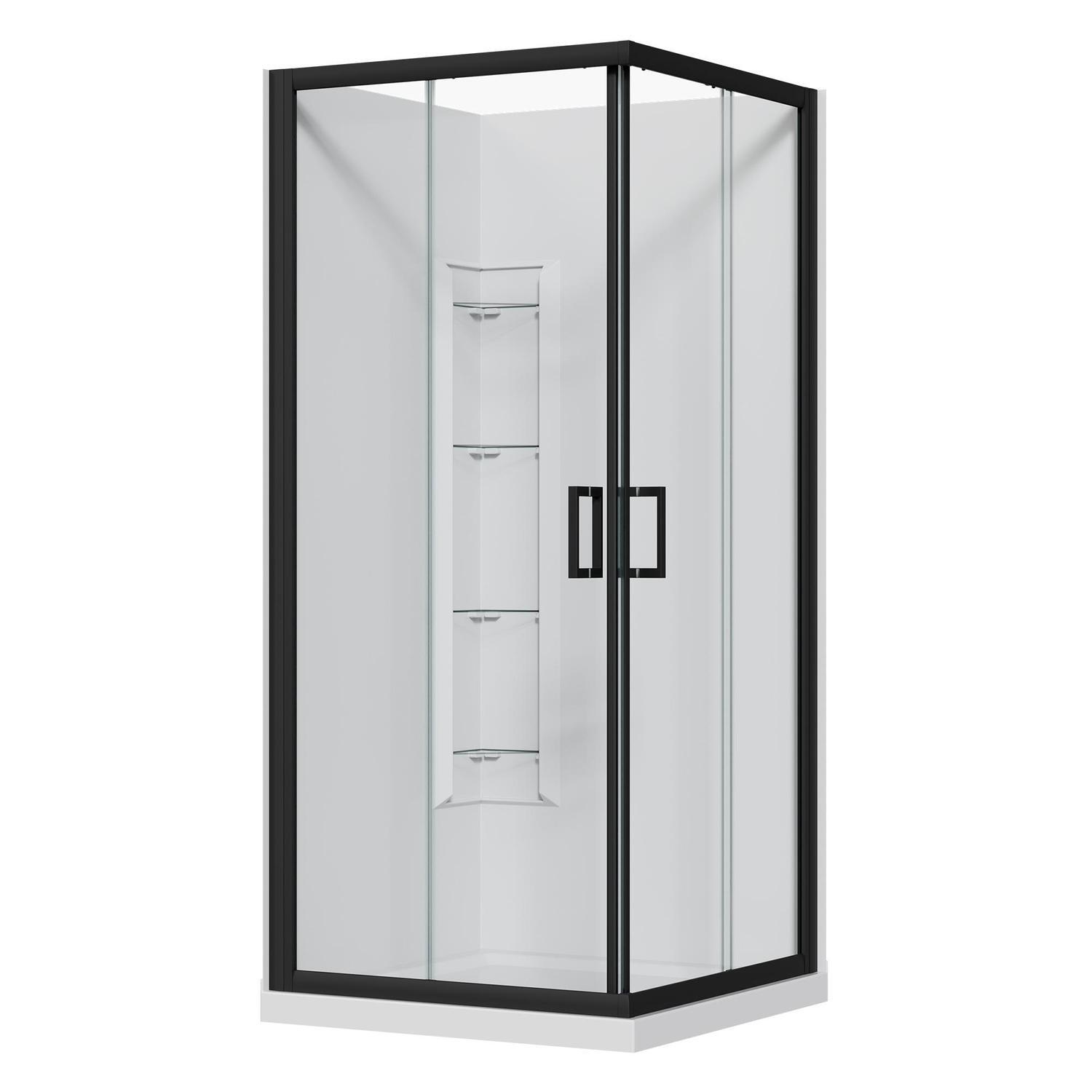2 Sided Slider Corner Mould Acrylic Shower 900 x 900 x 2015mm Black