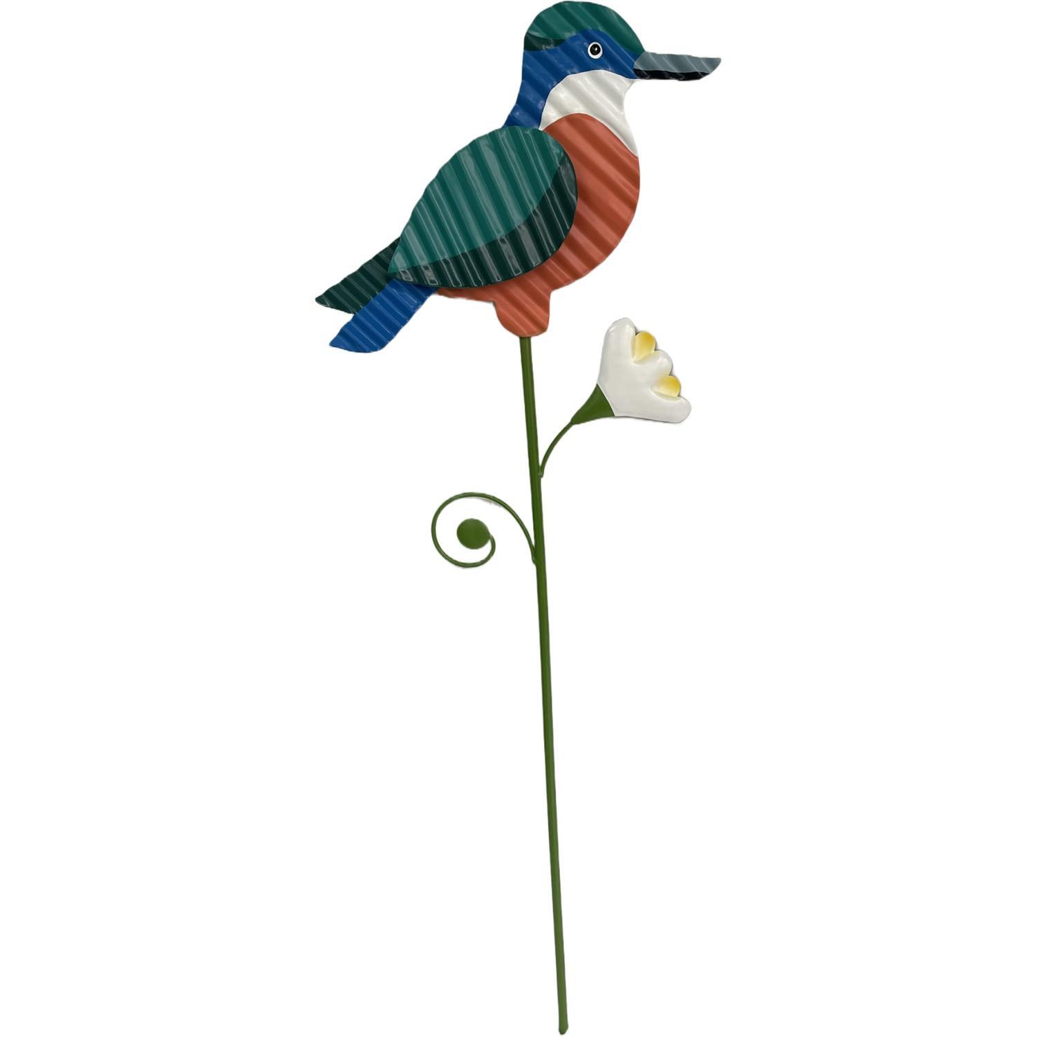 Garden Decor Metal Kingfisher Stake