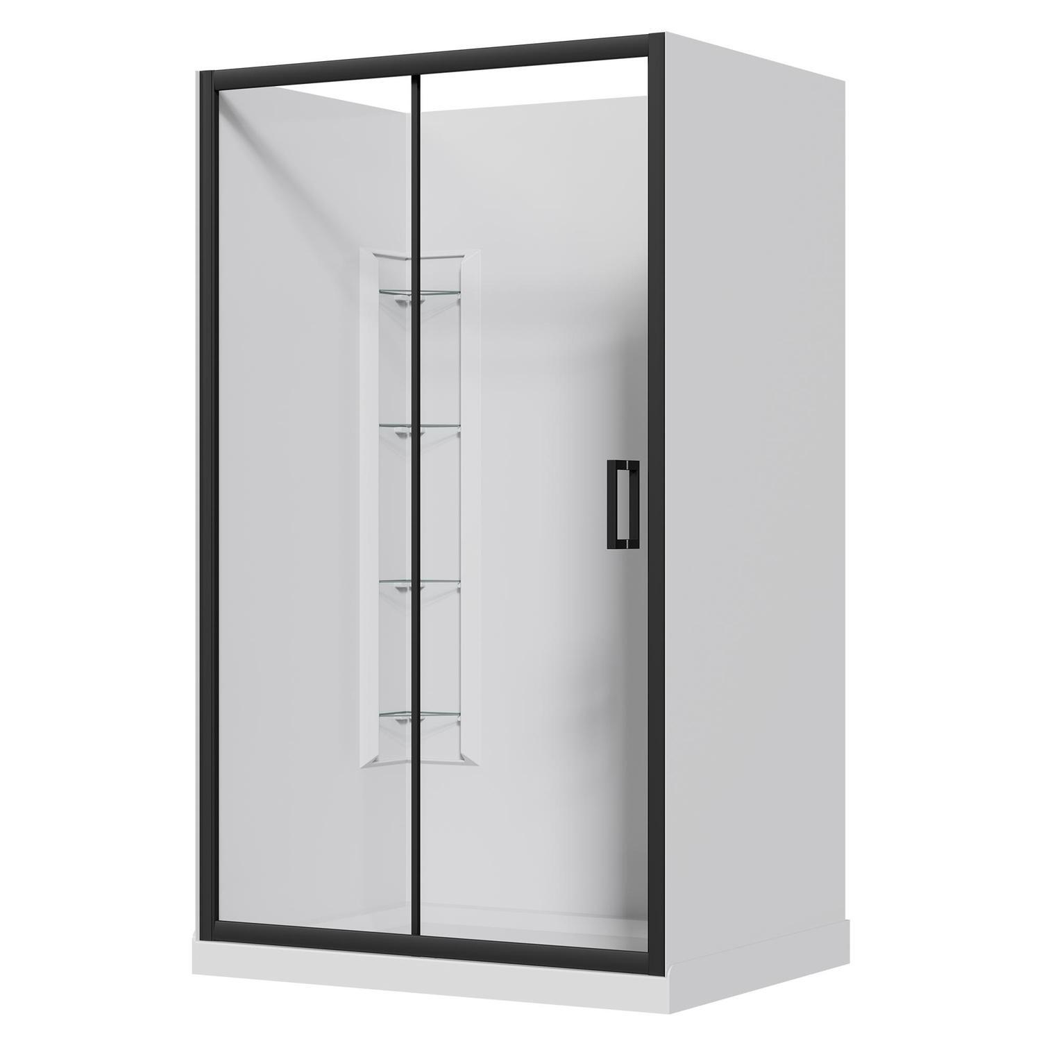 Alcove Corner Mould Acrylic Shower 1200 x 900 x 2015mm Black