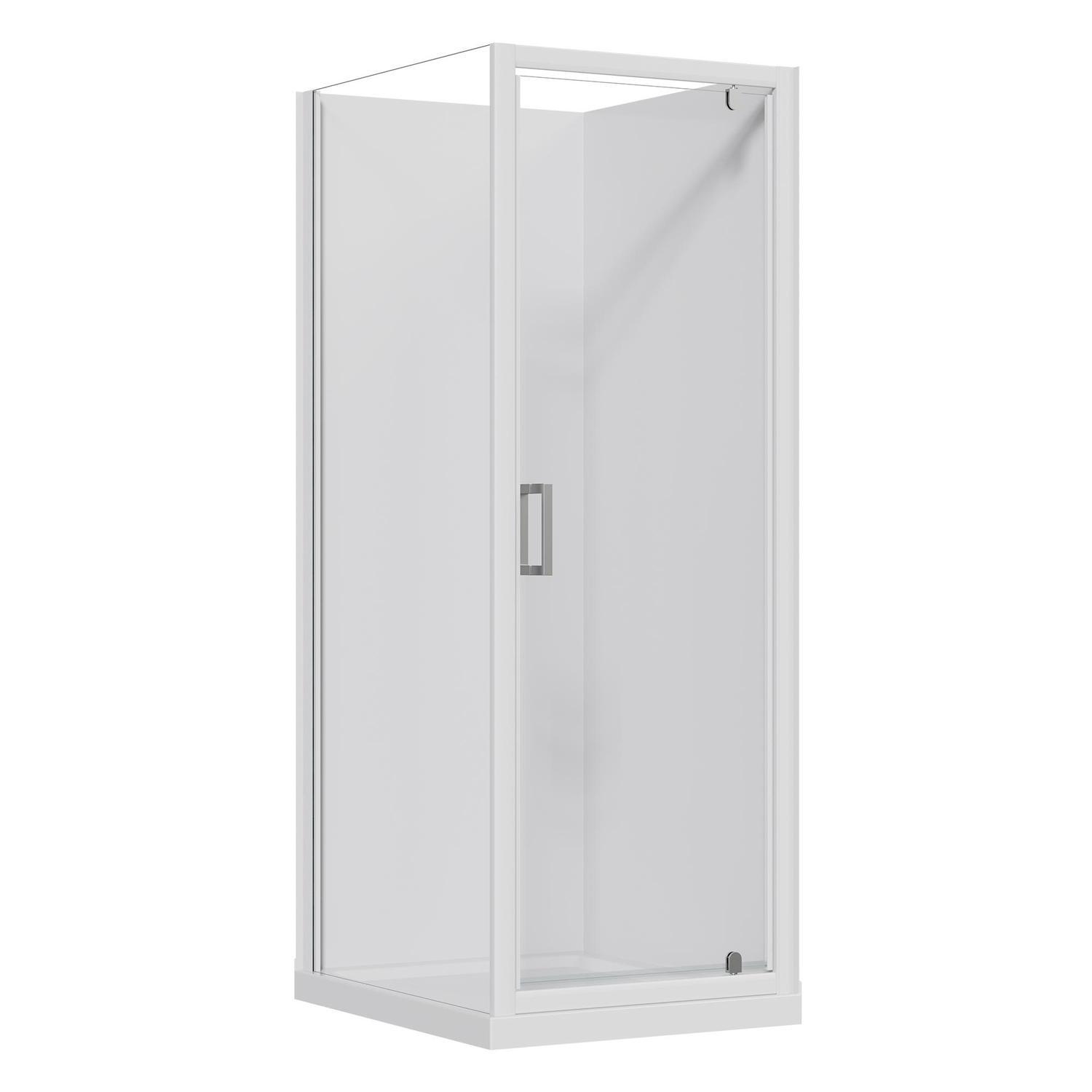 2 Sided Flat Wall Acrylic Shower RH 750 x 900 x 2015mm White