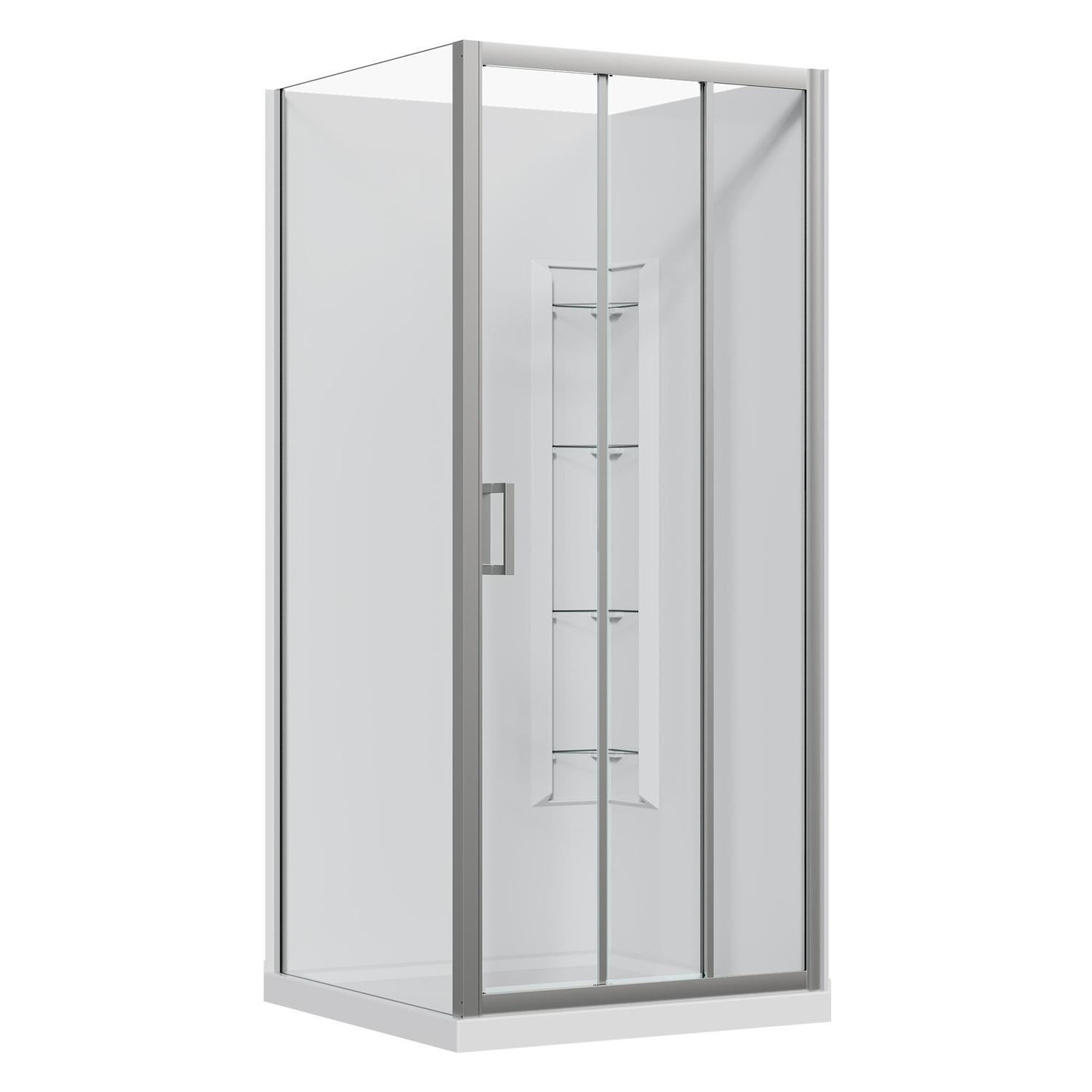 2 Sided Panel Stacker Corner Mould Acrylic Shower 900 x 750 x 2015mm Chrome