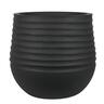 Round Ribbed Resin Pot L Black