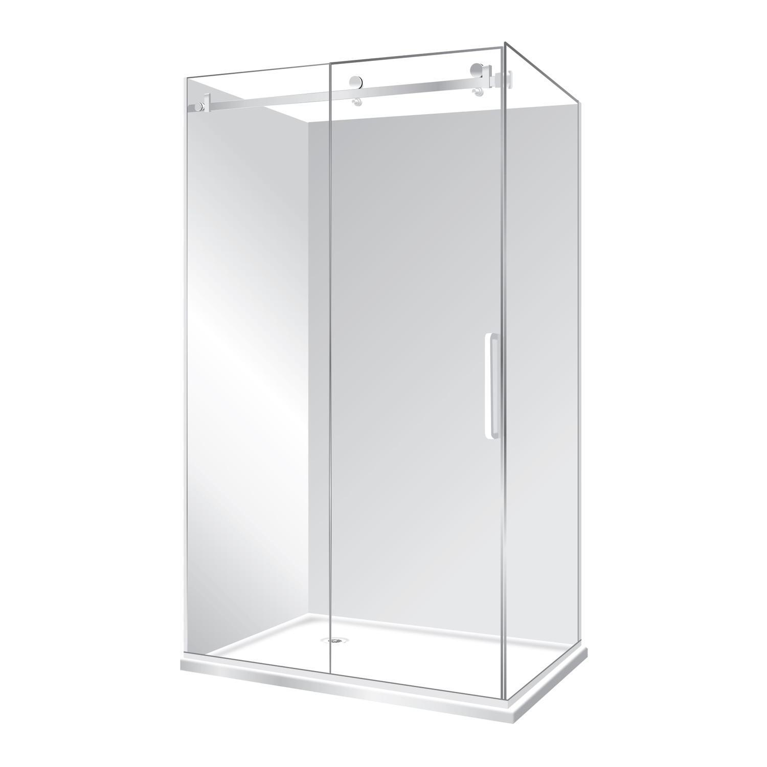 Frameless 2 Sided Sliding Door Shower Left Hand Tray