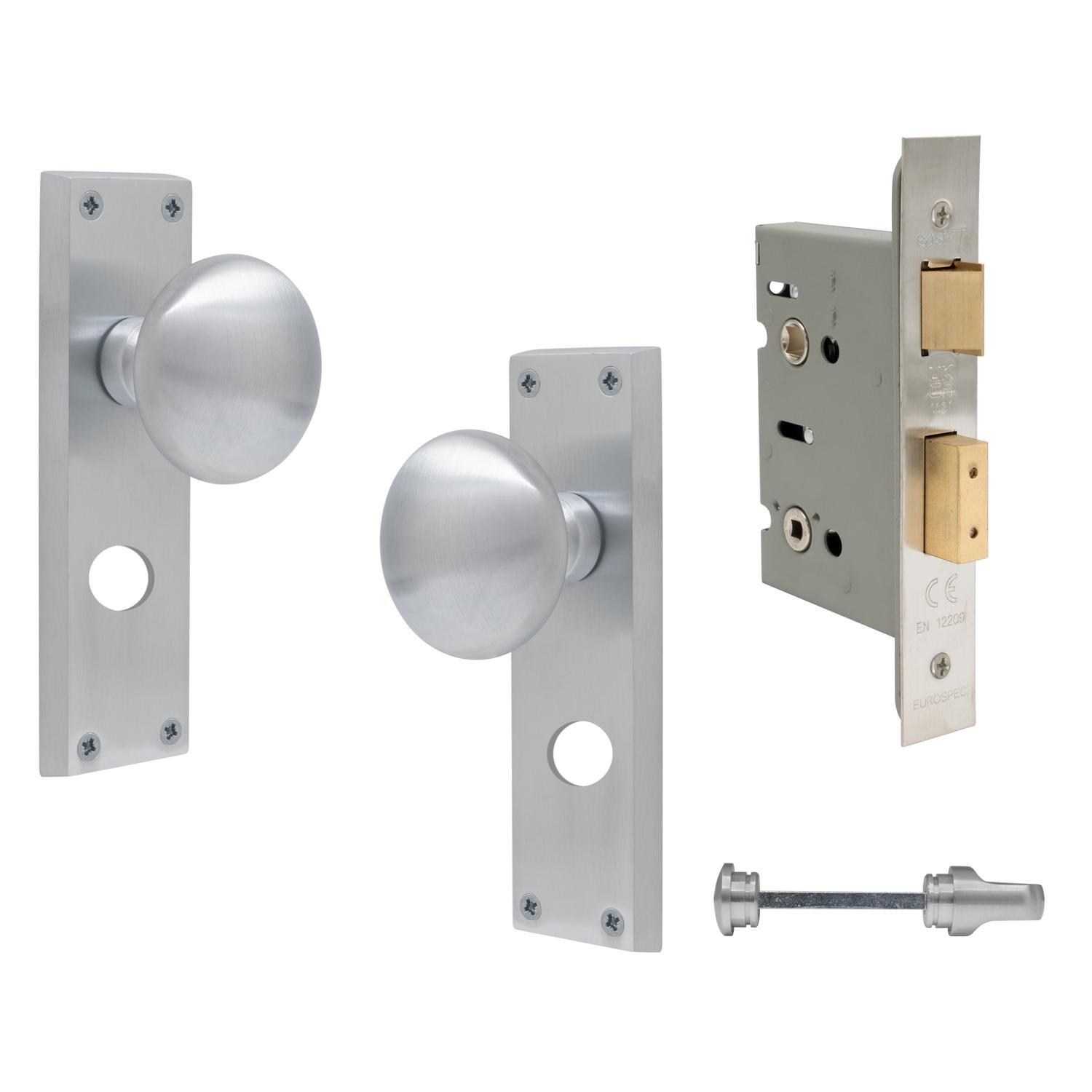 Sutton Square Longplate Privacy Set Satin Chrome