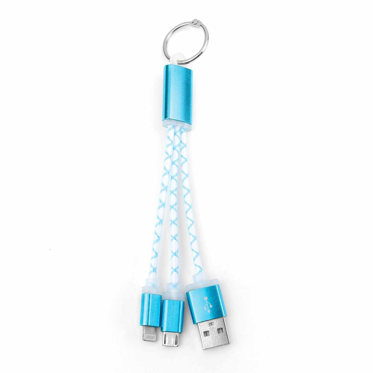 HY-KO | Key Ring with Duo Charging Cable and USB blue | Mitre10