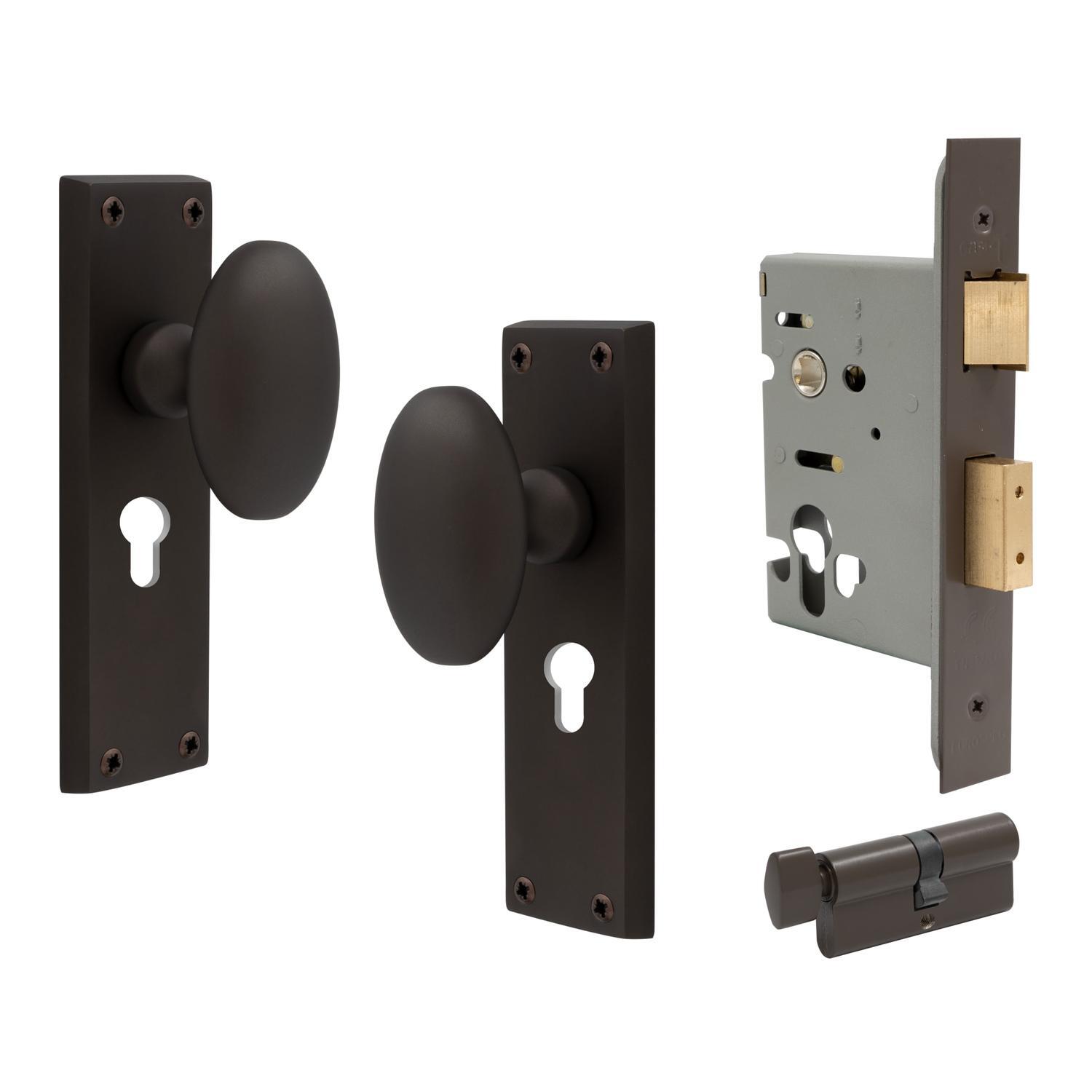 Camden Square Longplate Euro Locking Set Vintage Bronze