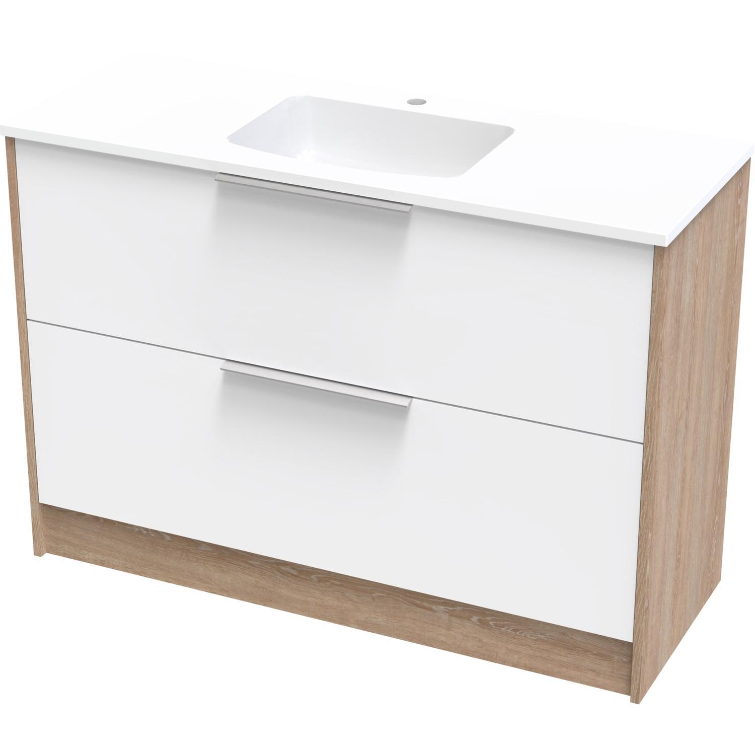 Nikau Grove 1200 Double Drawer Floor Ultra Gloss White/Colour