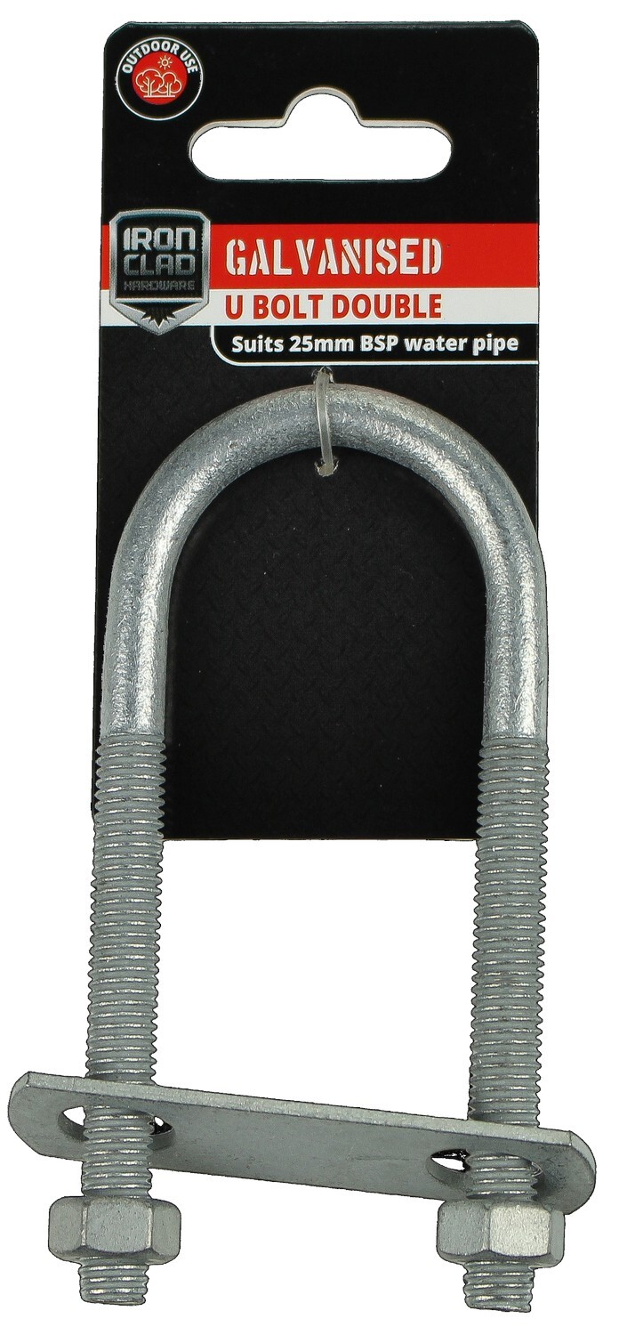 U Bolt Double 25mm Galvanised