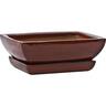 Glazed Bonsai Tapered Pot Large Firework Red