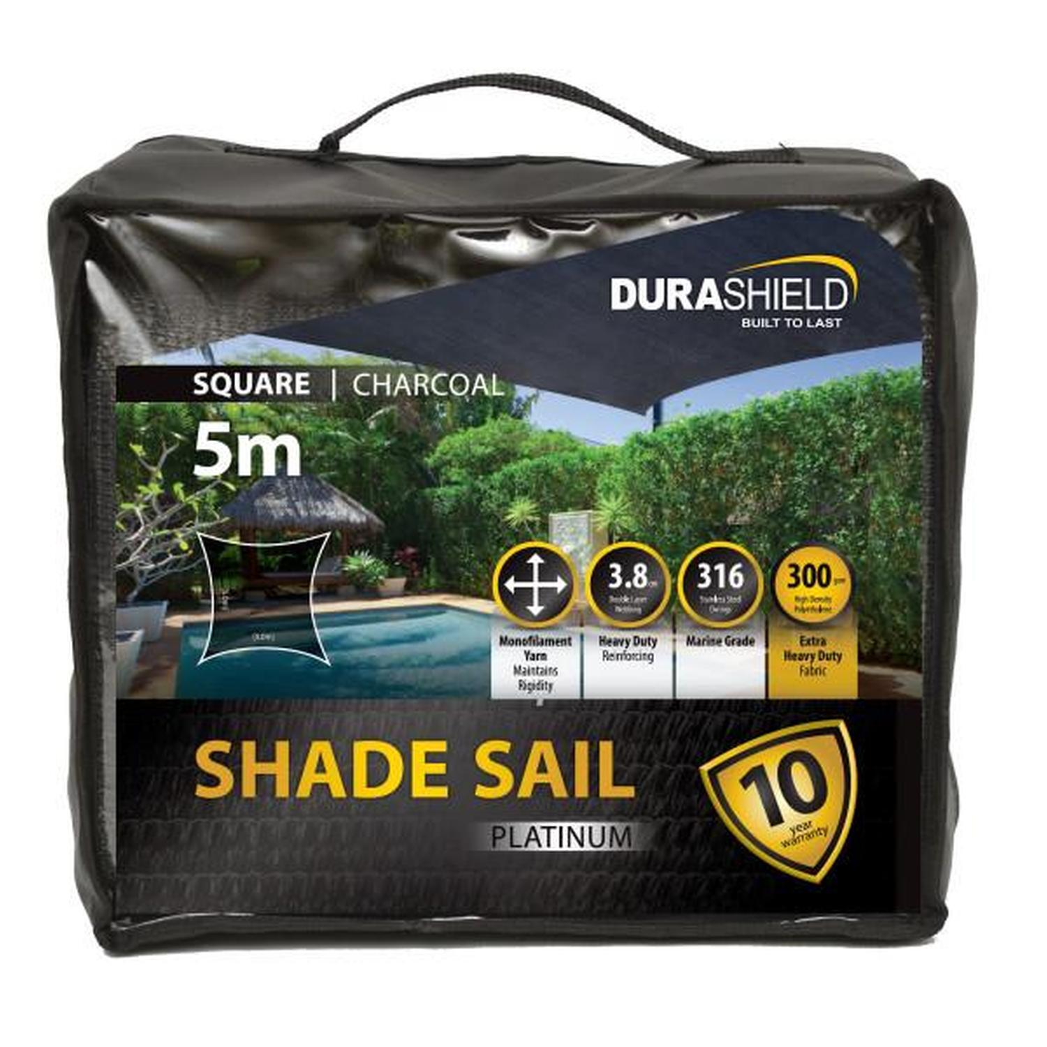 Shade Sail Platinum Square 5M Charcoal