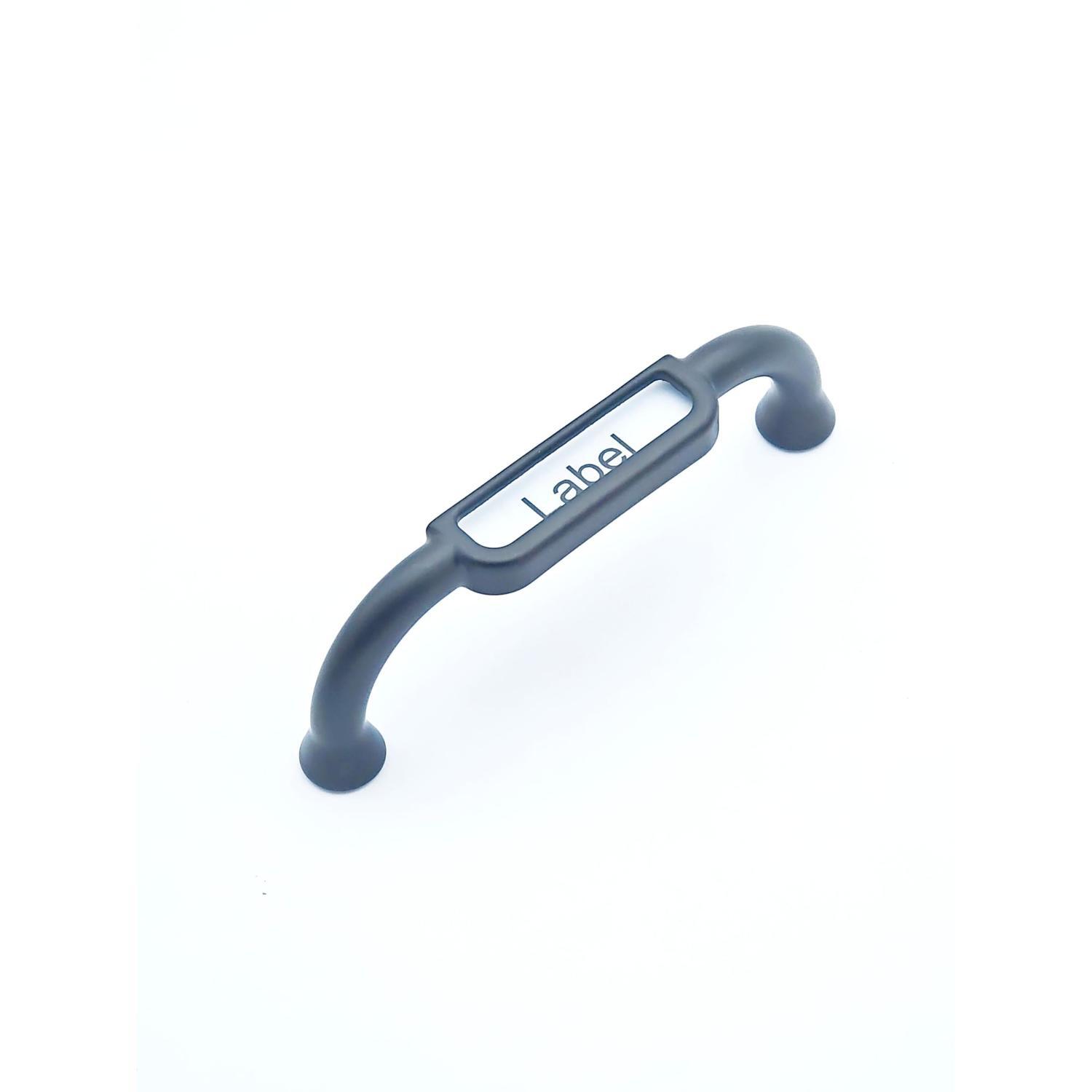 Cabinet Handles with Label Holder 96mm Black