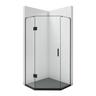 Solara 1000 x 1000mm Angle Front Black Tray, Ellure Walls and Matte Black Hinged Screen Package