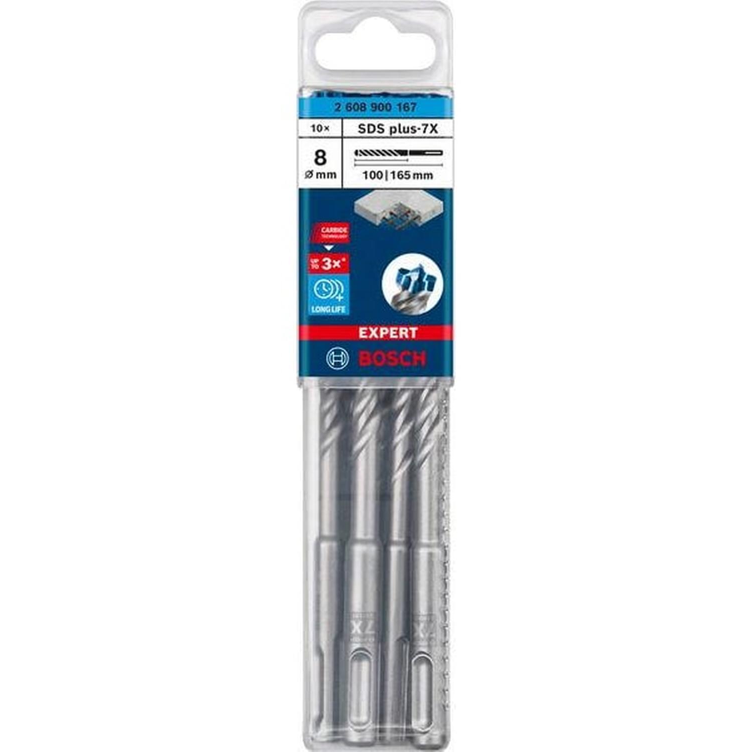 SDS Plus-7x Hammer Drill Bit 10PC Set 8 x 100 x 165mm