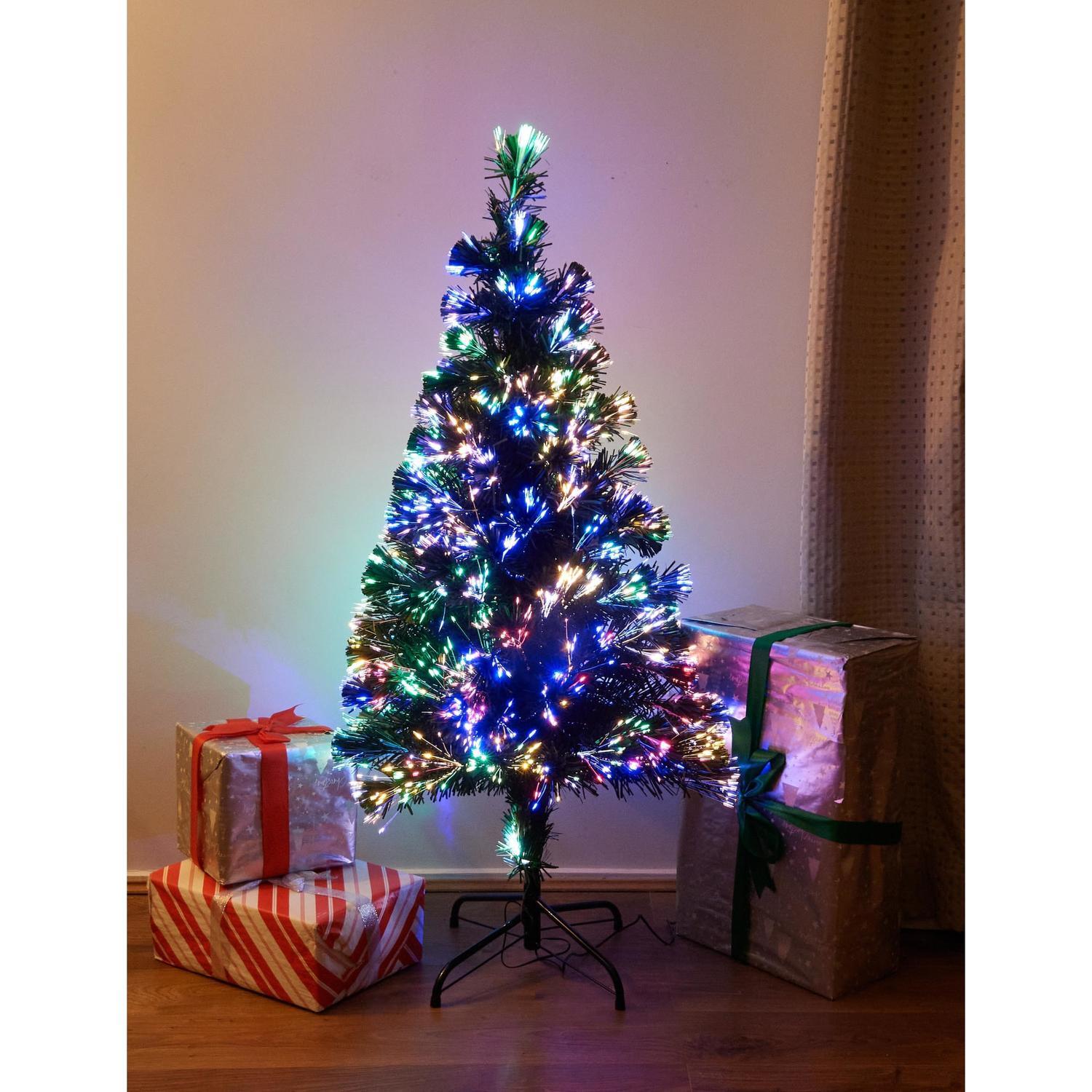 Fibre Optic Tree with Lights H: 1.2m/Plug-In Multi Colour & Warm White