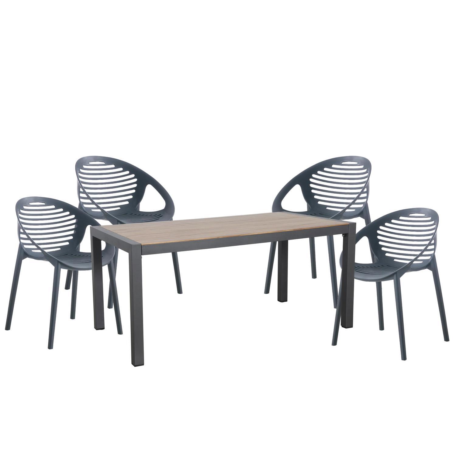 Outdoor Dining Setting 5 Piece Fes Round Dining Chair Charcoal