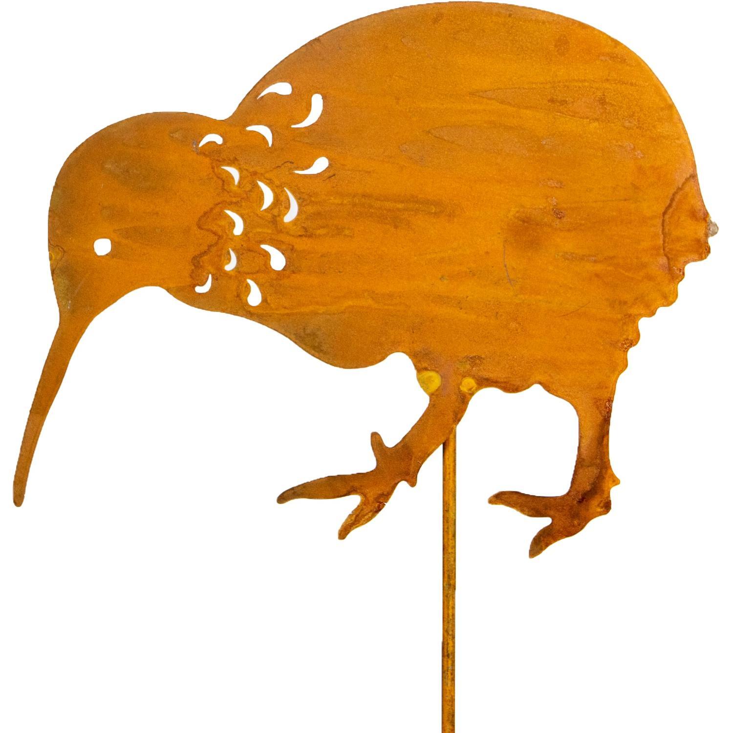 Rustic Garden Art Metal Stake Kiwi