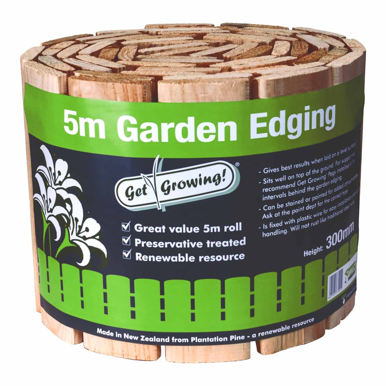 Garden Edging Wired Radiata Pine  W: 300mm, L:5.0m