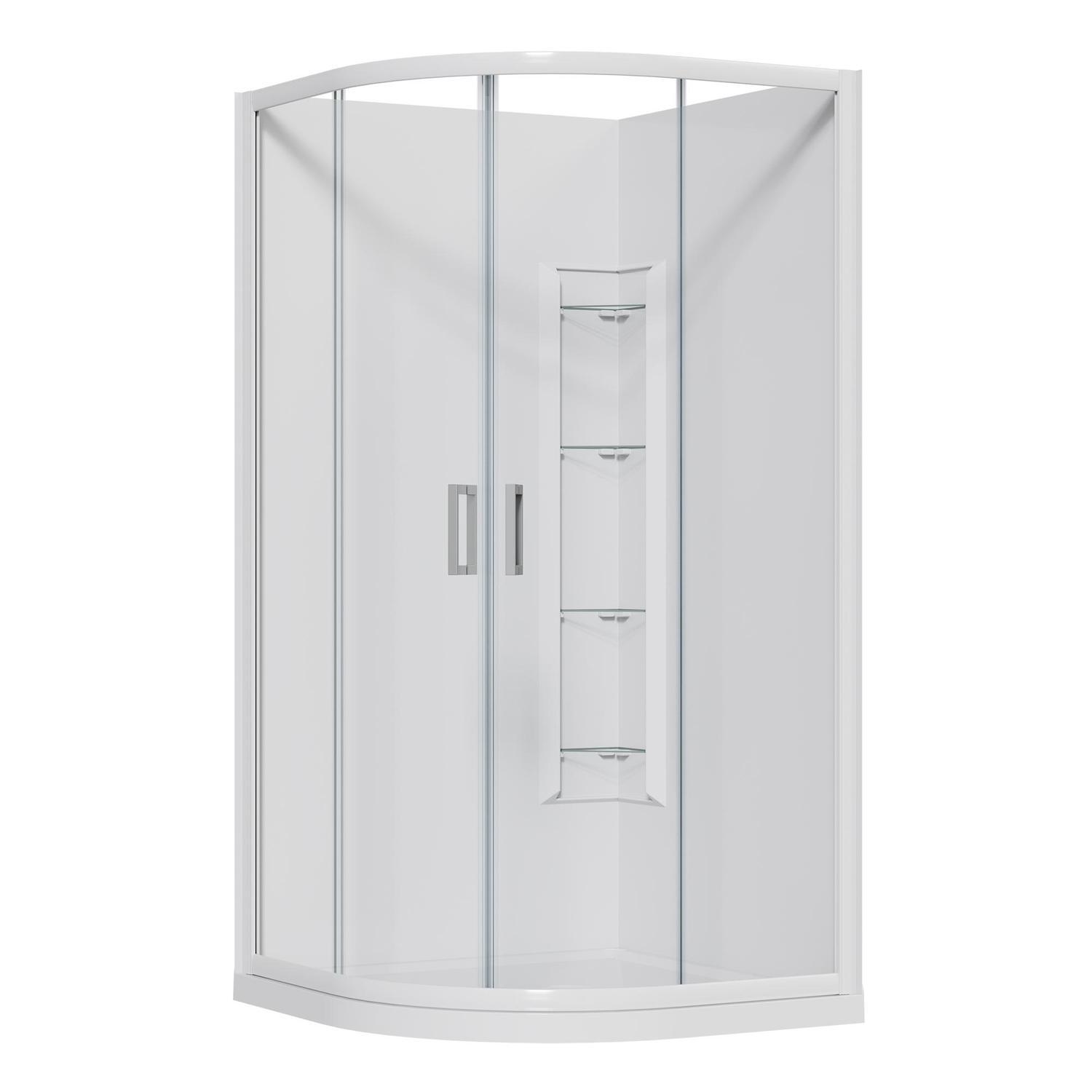 Curved Corner Mould Acrylic Shower Offset Waste 1000 x 1000 x 2015mm White