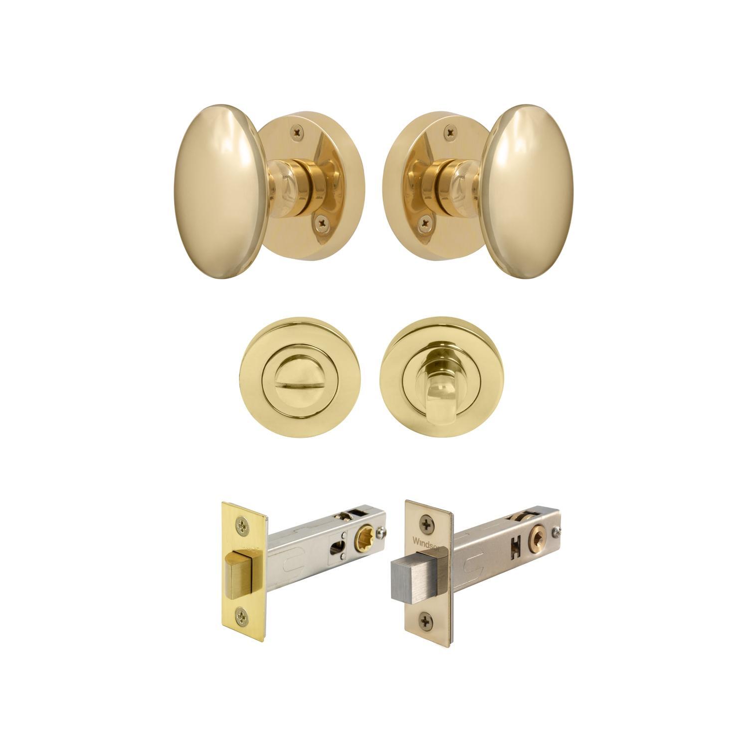 Sutton Round Rose Privacy Set Polished Brass