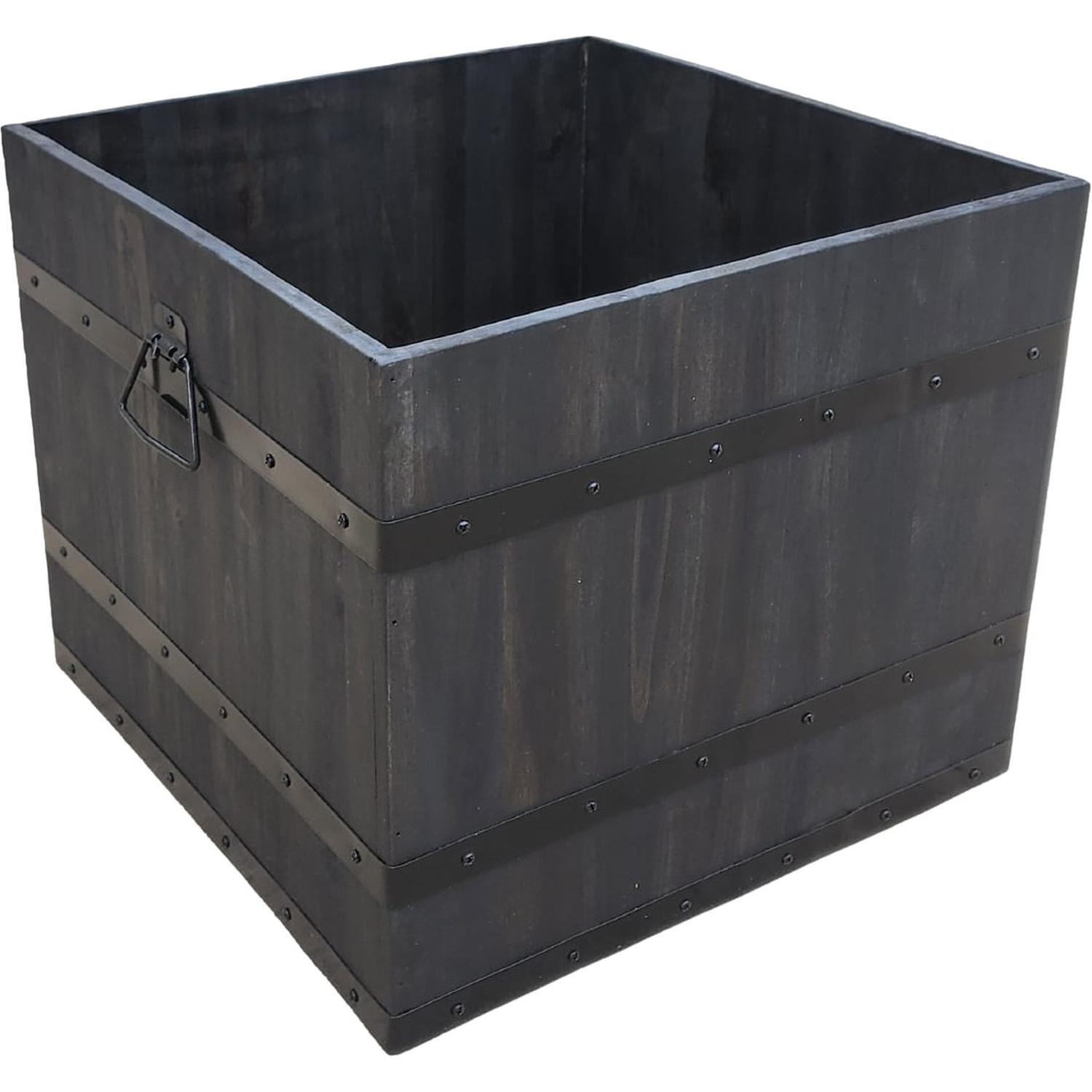 Square Acacia Wooden Barrel