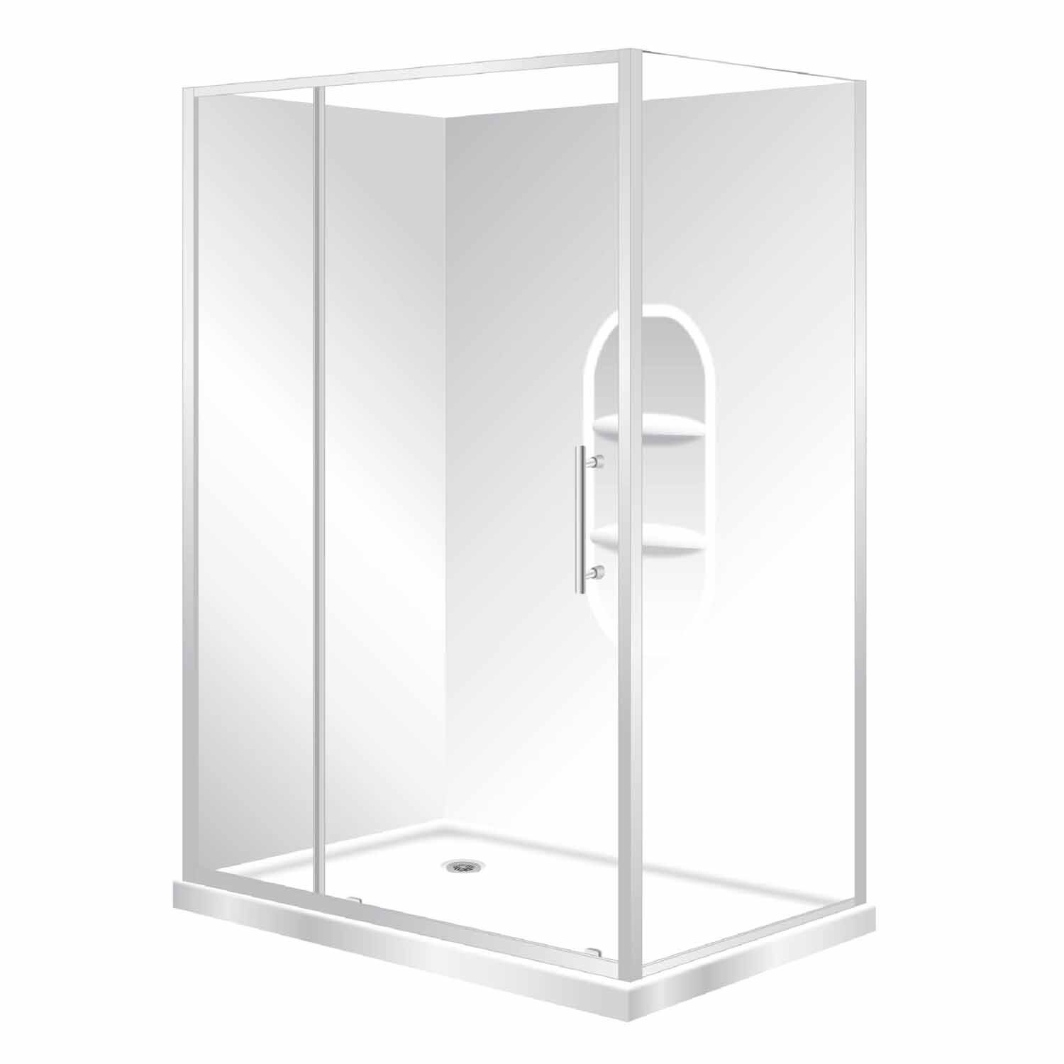 Capricorn Square Shower Moulded Wall Left Hand Tray with 2 Panel Sliding Door