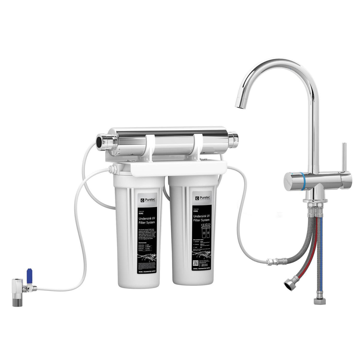 Dual T4 UV Water Filter Kit  Chrome