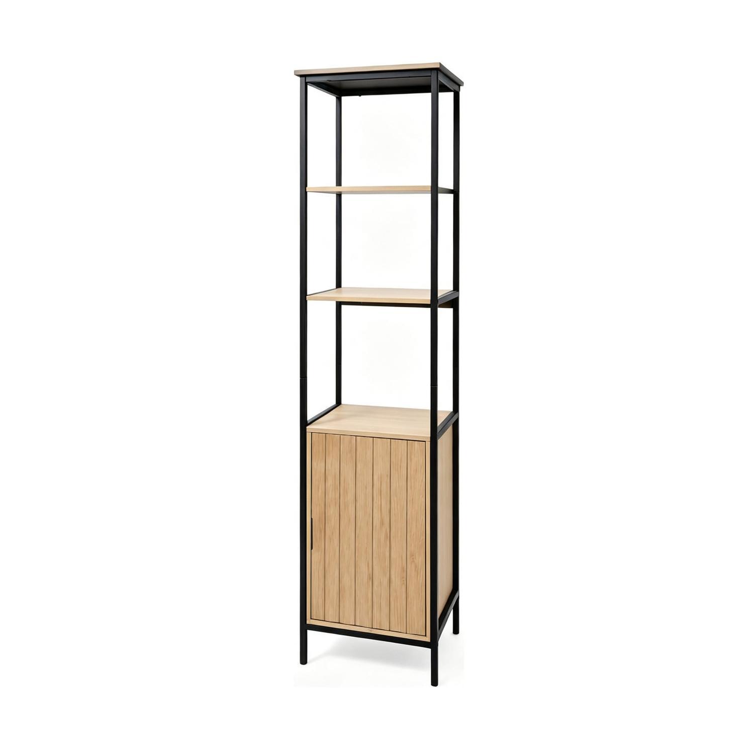 Tall Slim 1 Door Bathroom Cabinet  Oak