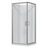 2 Sided Slider Flat Wall Acrylic Shower Offset Waste 900 x 900 x 2015mm Chrome