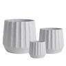 Ribbed Cement Drum Pot S White
