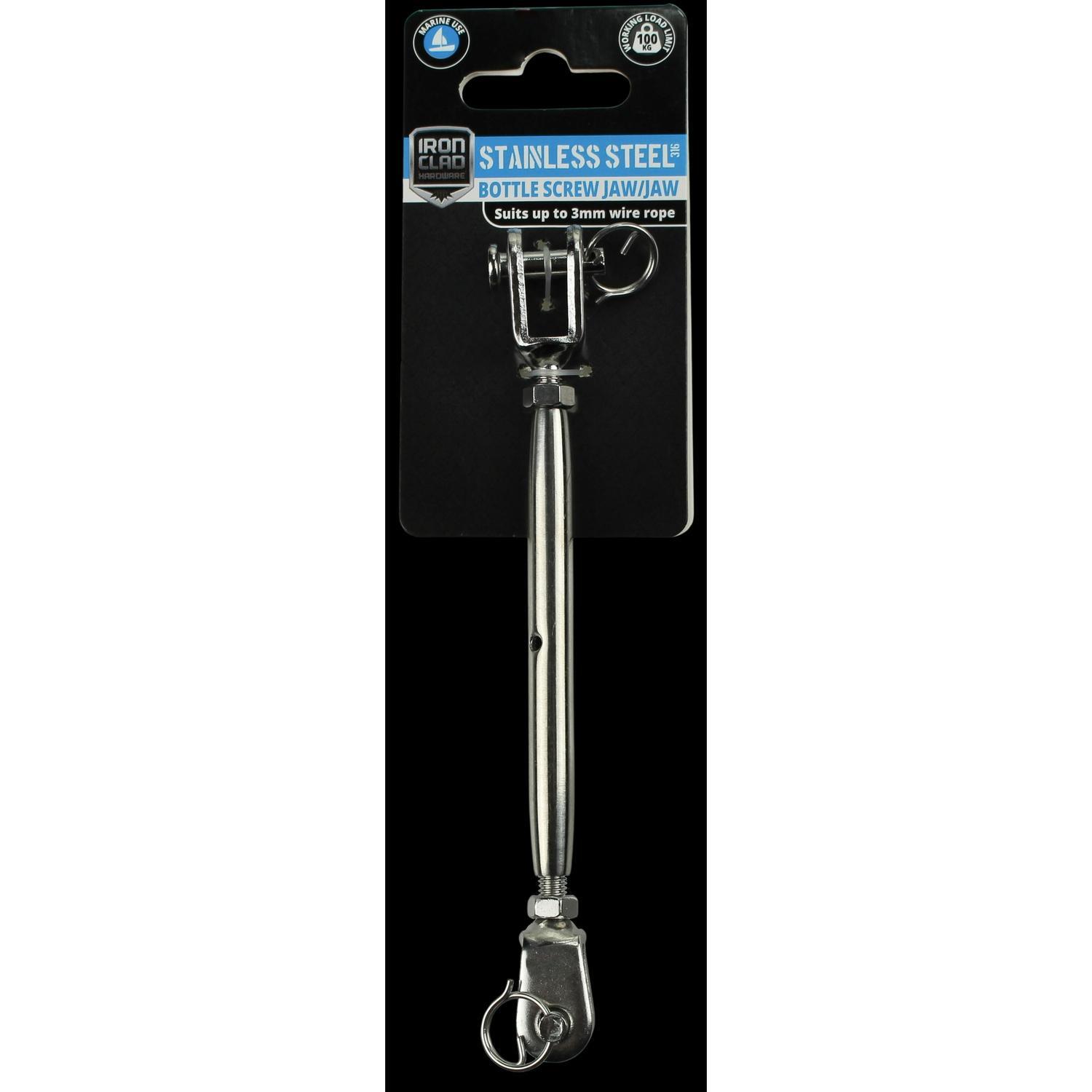 Bottlescrew Jaw/Jaw 3mm Stainless Steel 316