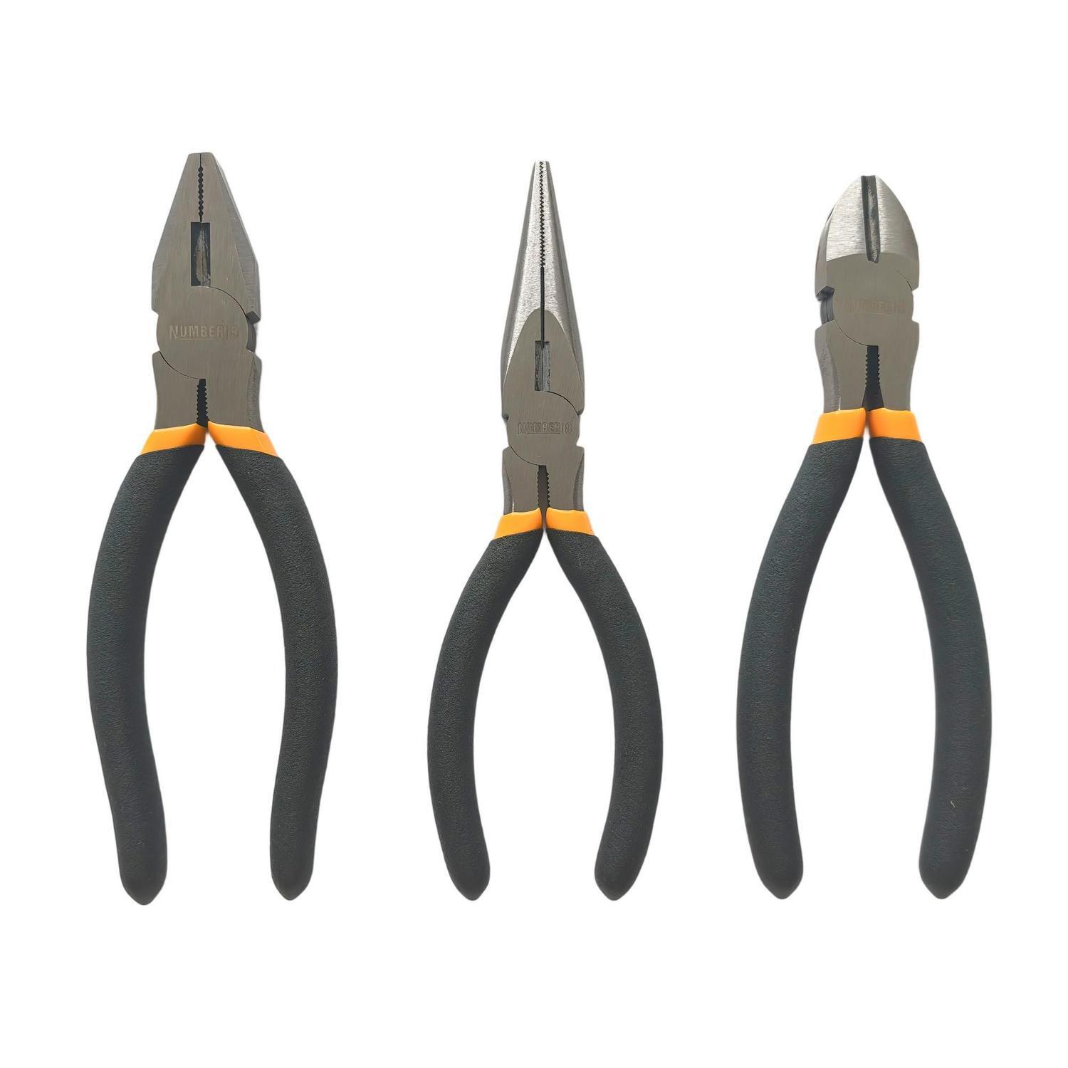 Plier 3 Pack 162mm Black And Orange Handle