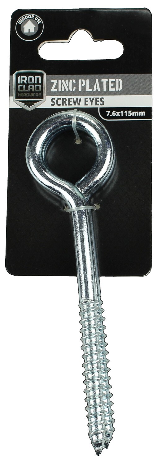 Screw Eye 7.6x115mm Zinc Plated