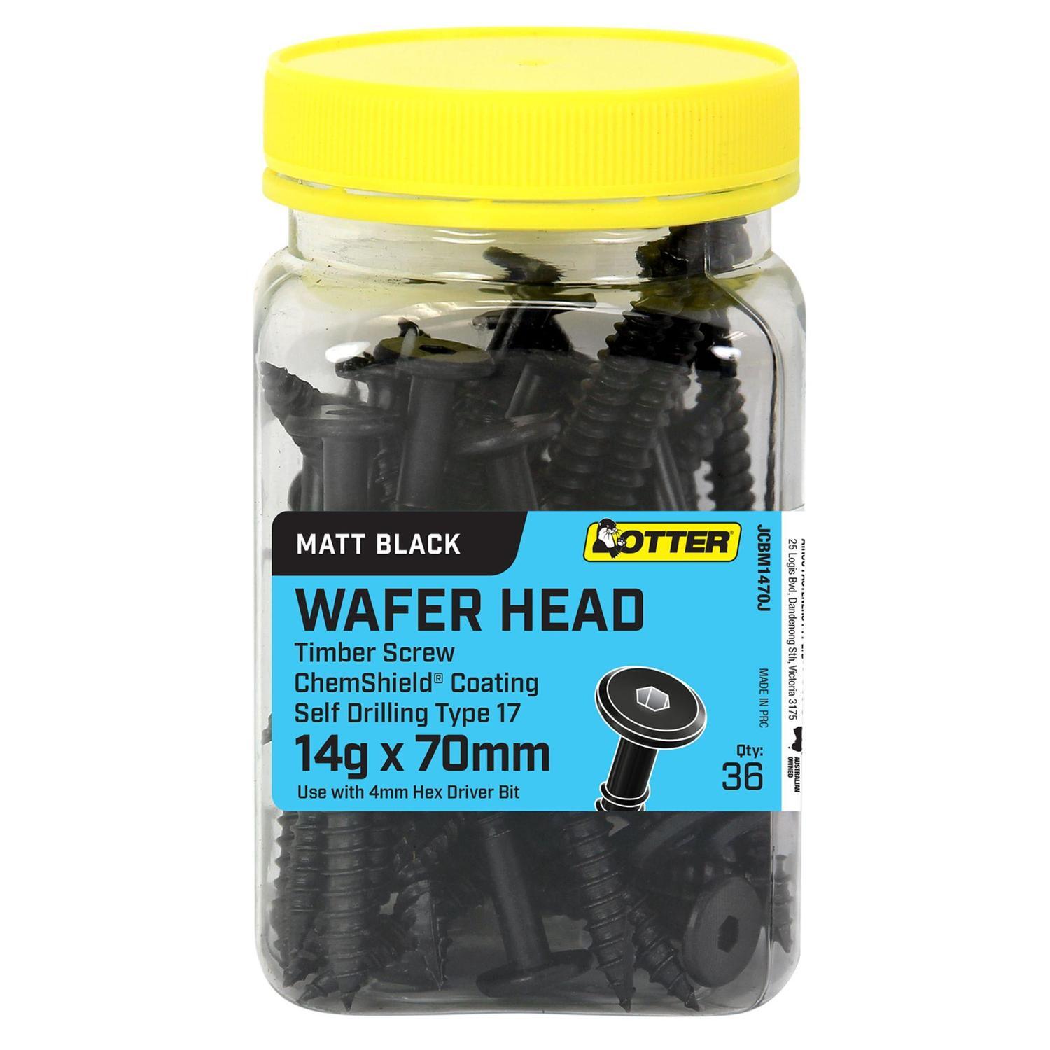 Light Duty Timber Screws 14g x 70mm Pack of 36 ChemShield Black