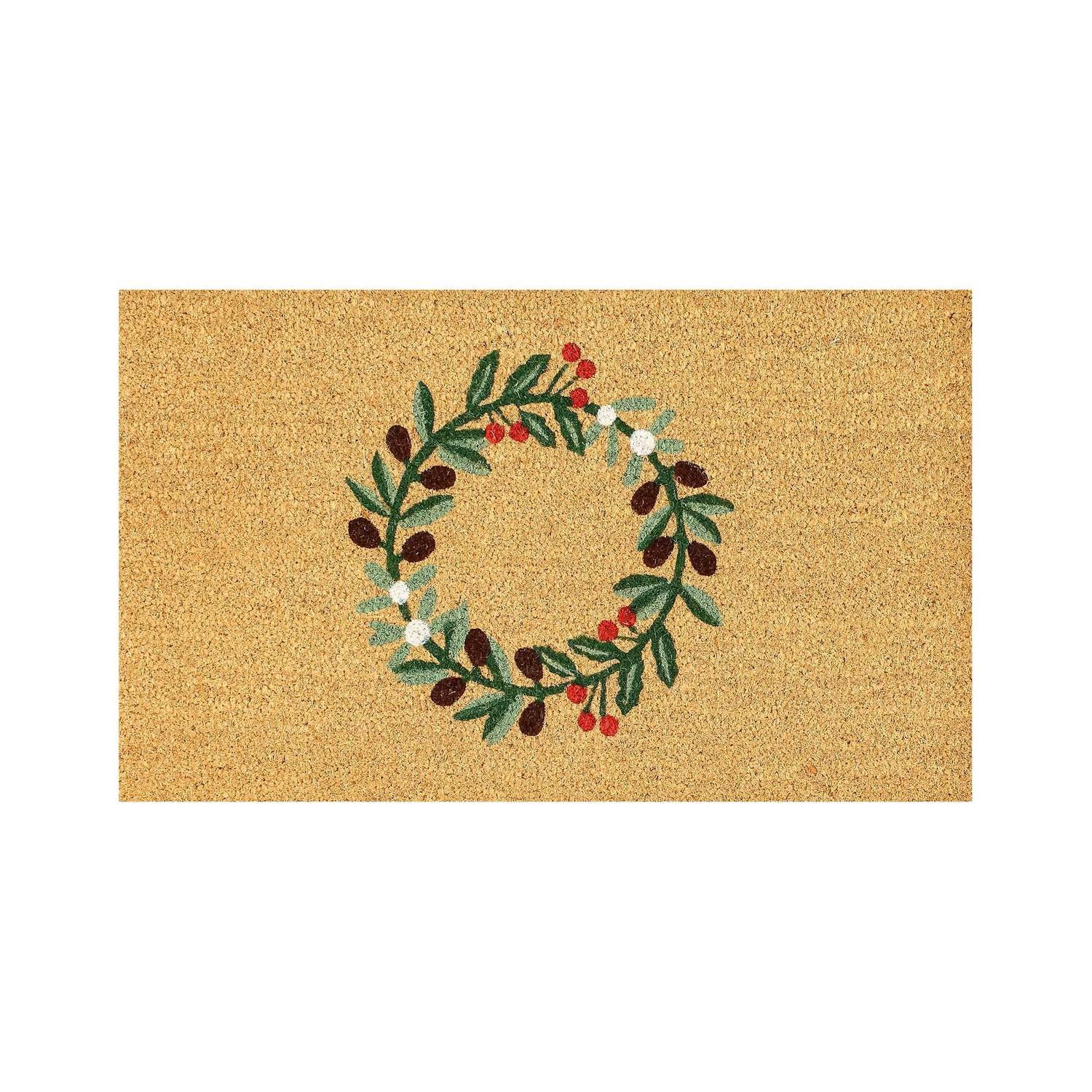 Christmas Coir Mat 600 x 400mm Wreath