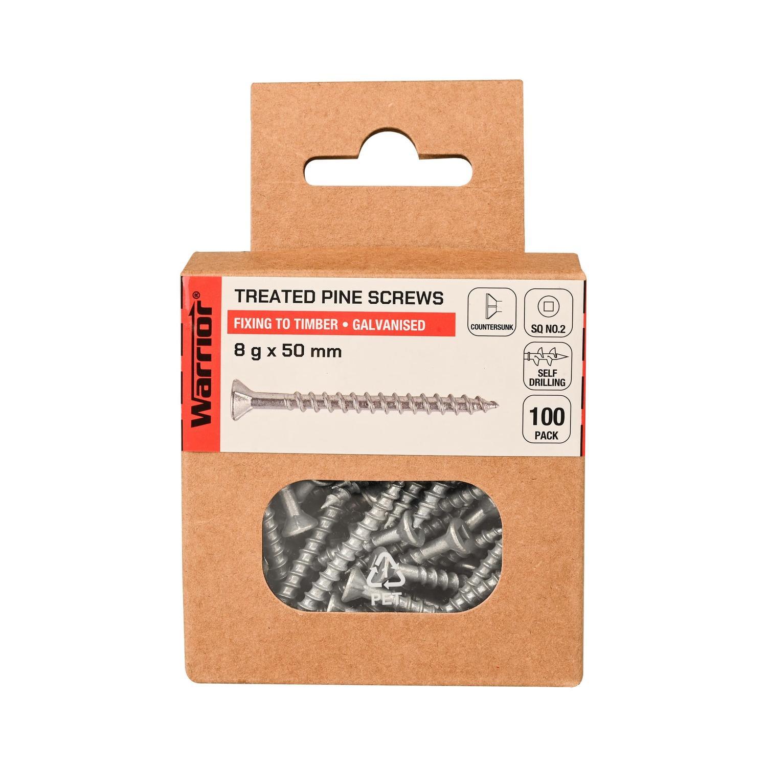 Treated Pine Screws 8 g x 50mm Galvanised