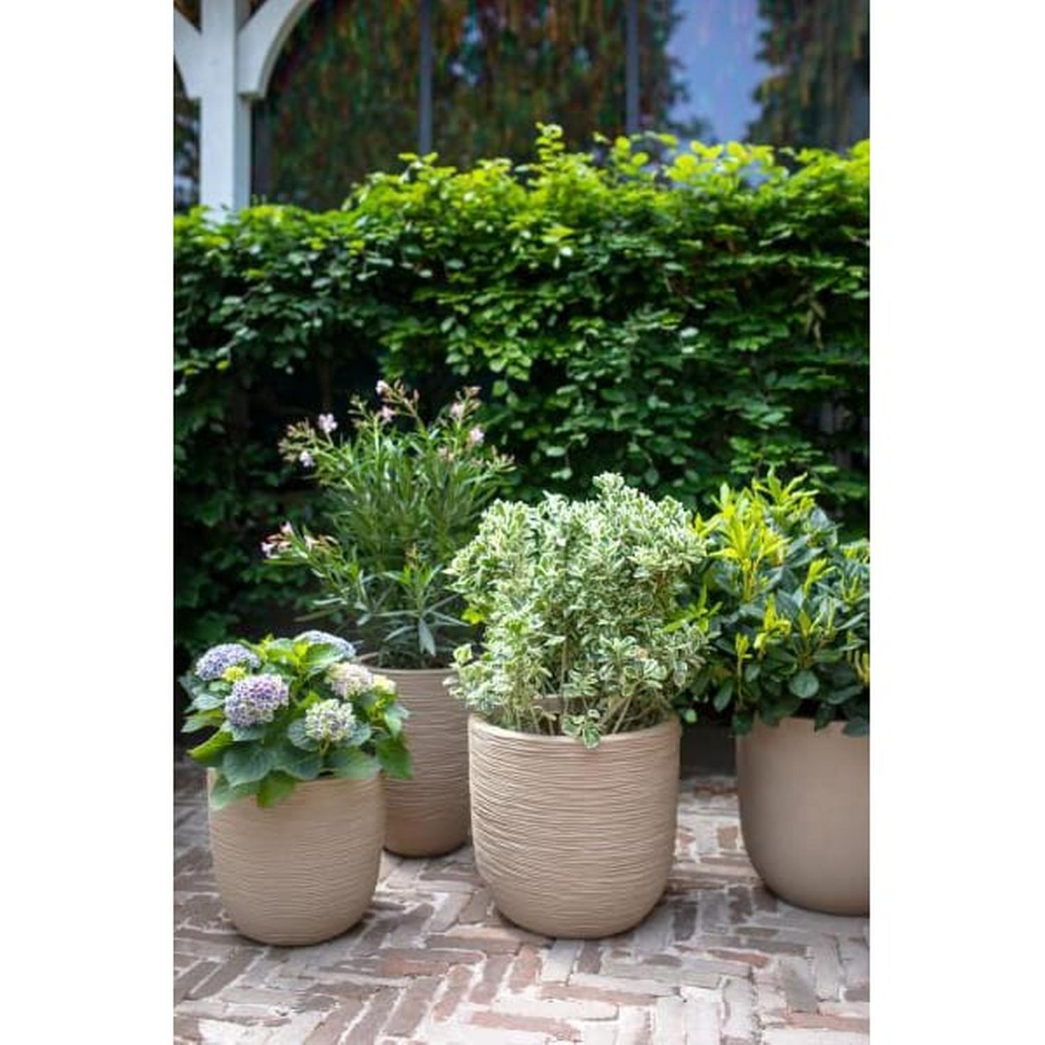 Lightweight Egg Rib Pot Terrazzo Beige M