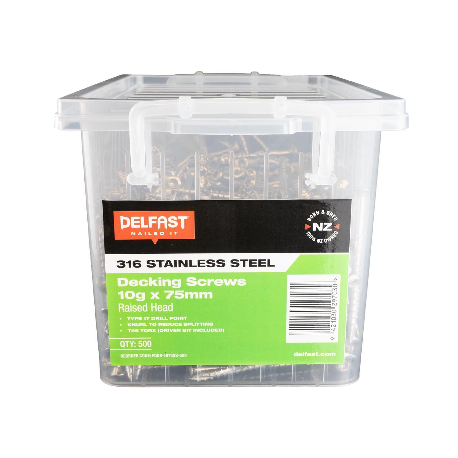 Decking Screws 10g x 75mm Stainless Steel 316